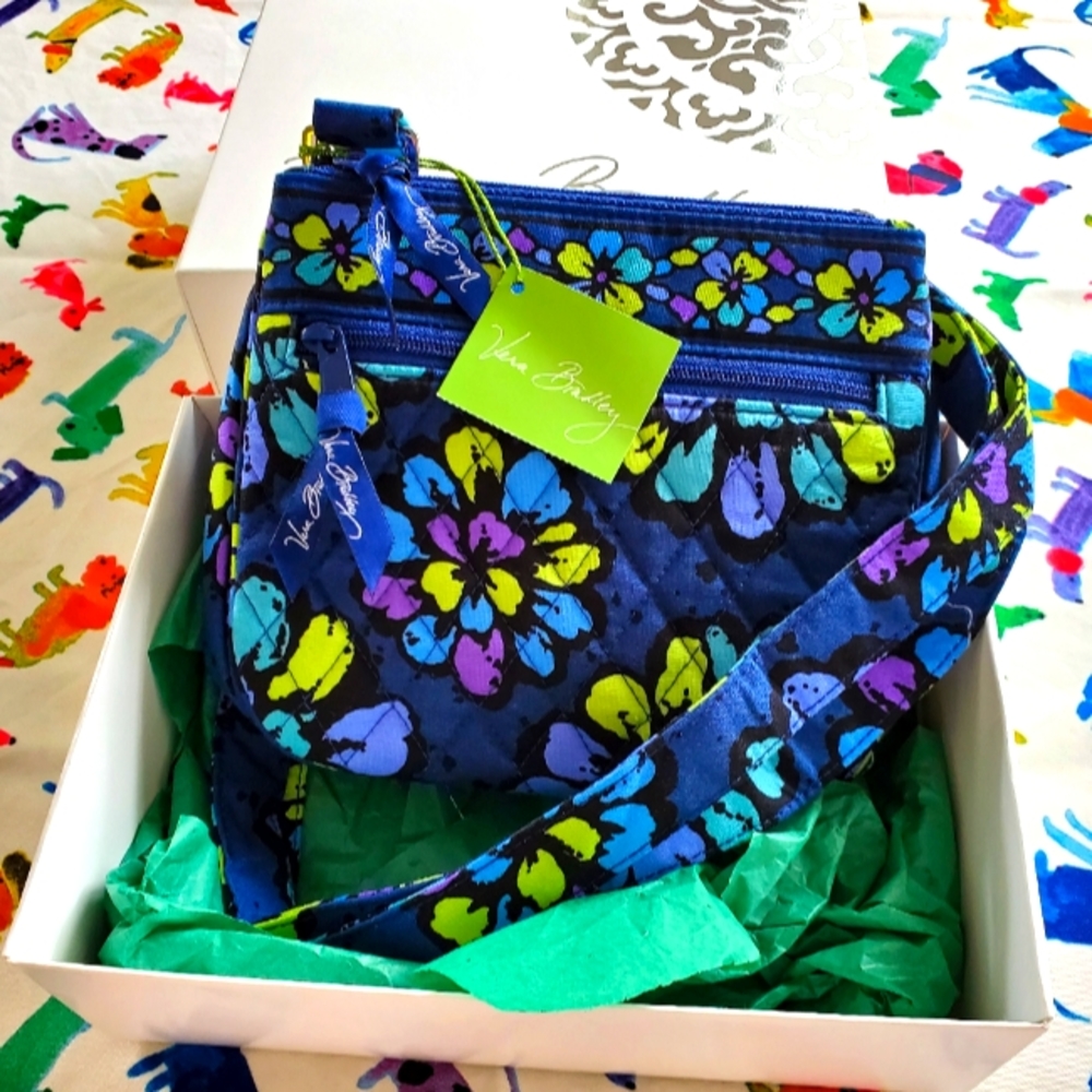 Vera Bradley Little Flap Hipster Indigo Pop